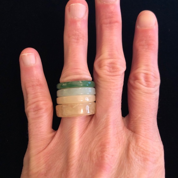 Elegant Multi-Color Bohemian Style Acrylic Resin Rings Stackable Set - Picture 3 of 8